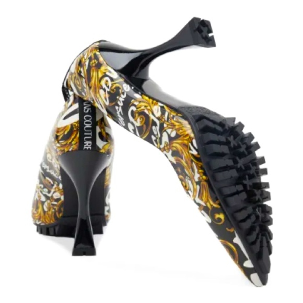 Versace Jeans Couture GORGEOUS heels, ICONIC Versace pattern, Lug sole, 10M NEW